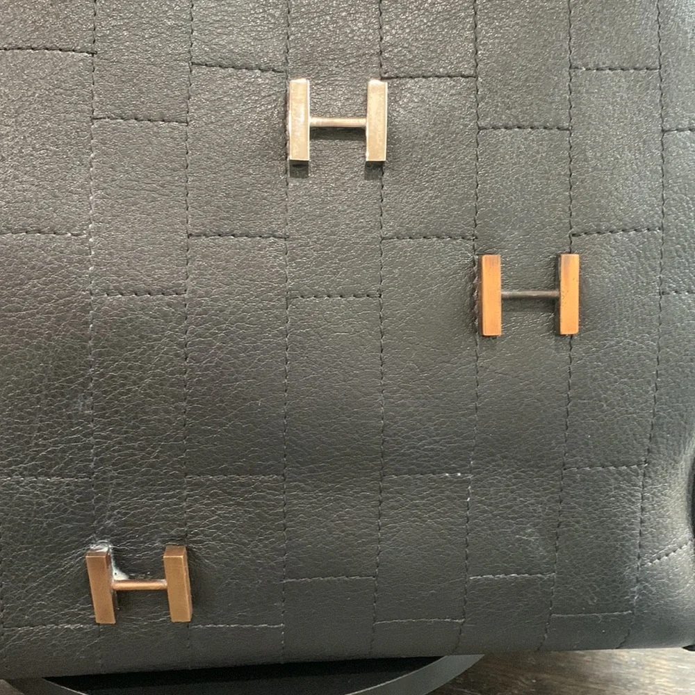Mario Hernandez black leather tote with metal H appliqués. Pre loved - Picture 4 of 14